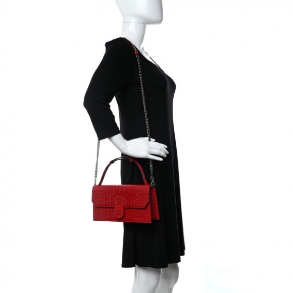 Christian Louboutin Calfskin Alligator Embossed Elisa Baguette in Red - Picture 2 of 12